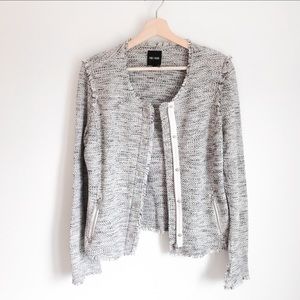 Nic + Zoe gray, cream, navy tweed blazer